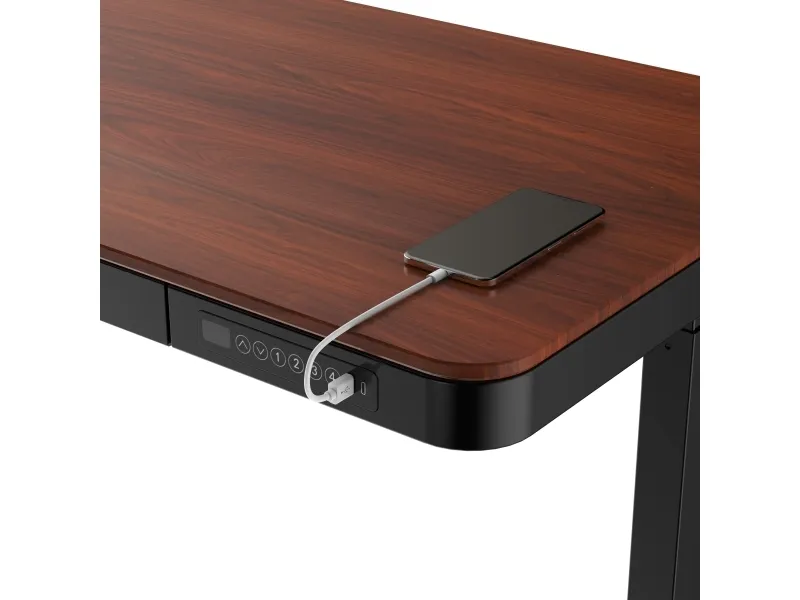 Activejet -skrivebord med elektrisk højdejustering 140x70 ET119W-C sort/valnød, Sort, Valnød, 45 kg, 725 - 1225 mm, Træ, Rektangulær form, Stål