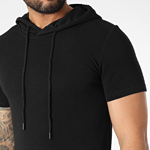 Ensemble Tee Shirt Capuche Et Short Jogging PP62-DD62 Noir