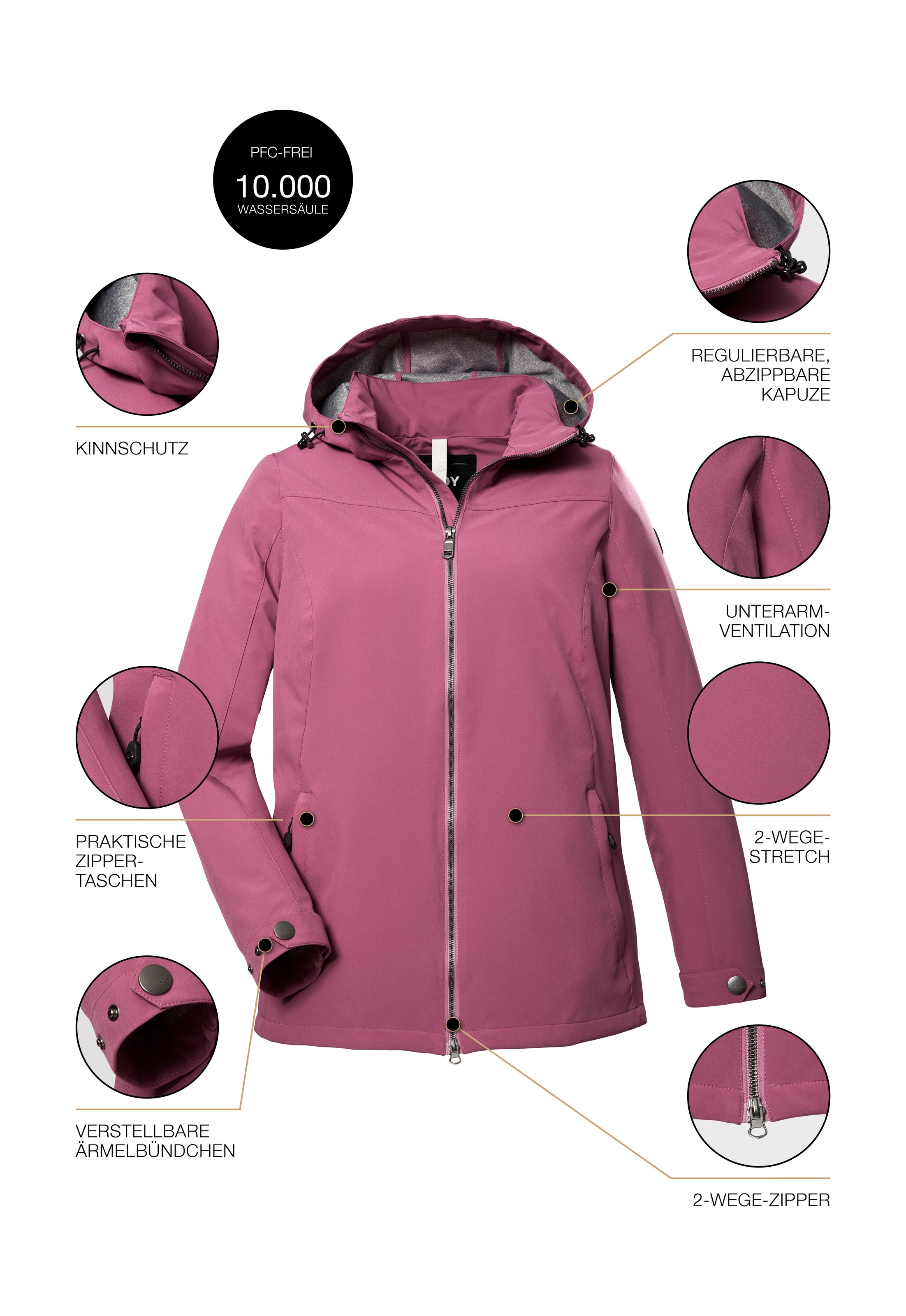 STOY Softshelljacke »STS 1 WMN SFTSHLL JCKT« Damen Softshelljacke: wasserabweisend, winddicht, atmungsaktiv