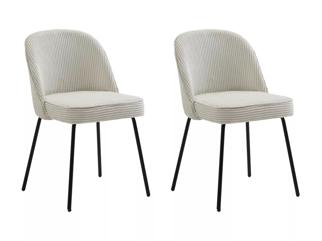 Lot de 2 chaises en velours côtelé et métal noir - Crème - ALPALI
