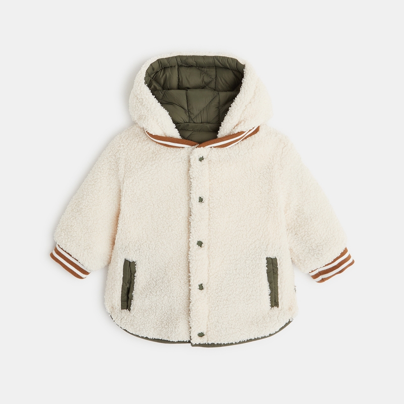 Manteau de ville réversible matelassée vert bébé garçon