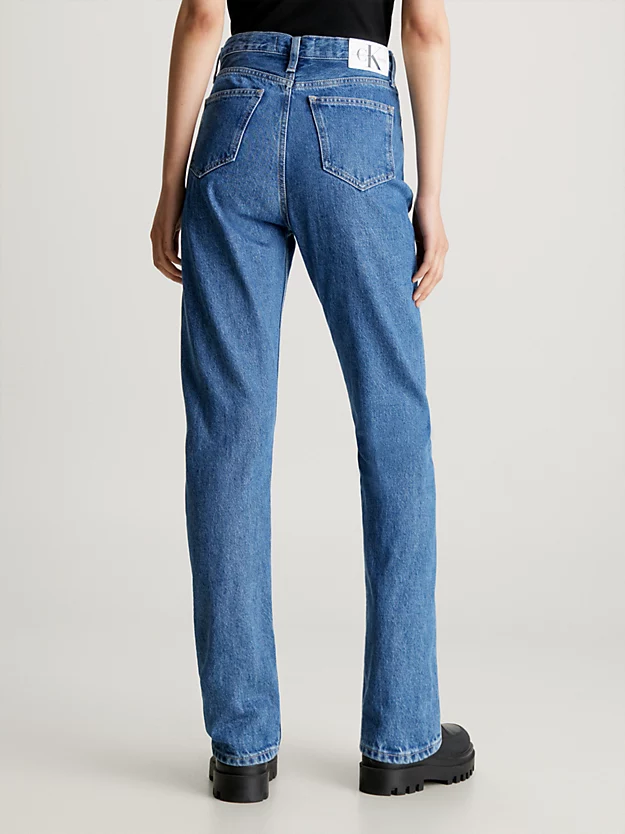 Calça jeans reta de cintura alta