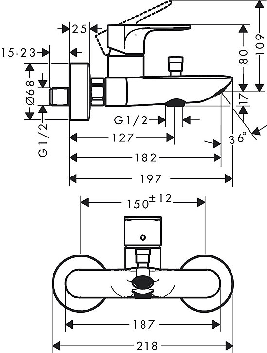 Mitigeur de baignoire Rebris E Noir mat