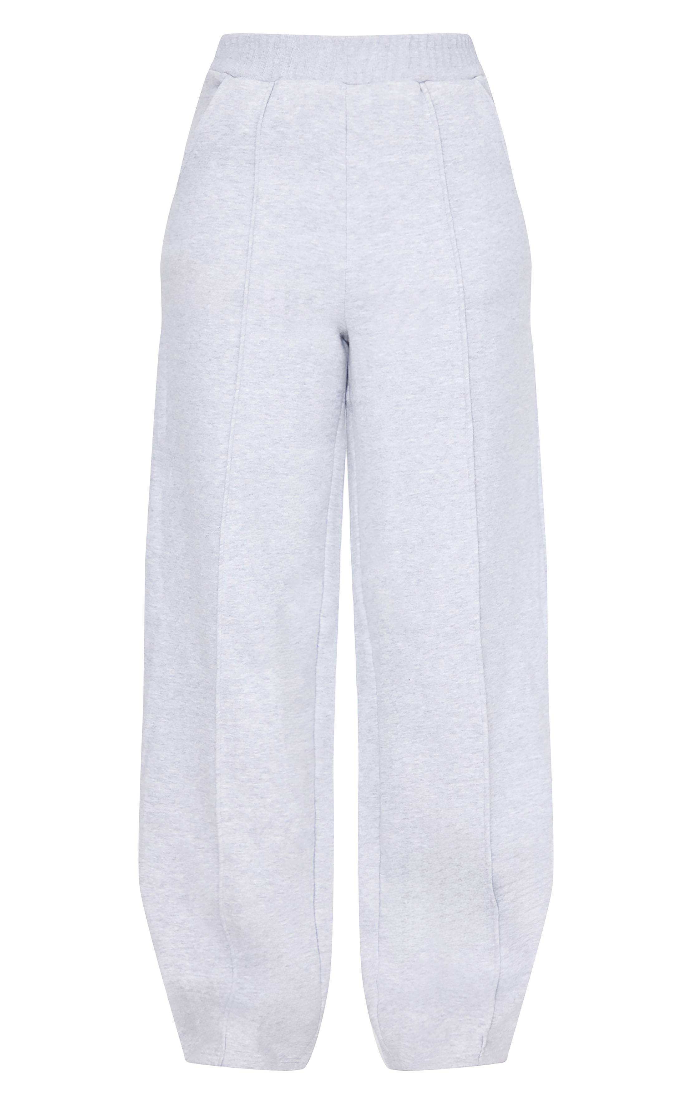 Gris Chiné Jogging Tall Taille Haute Jambes Larges Avec Détails De Coutures