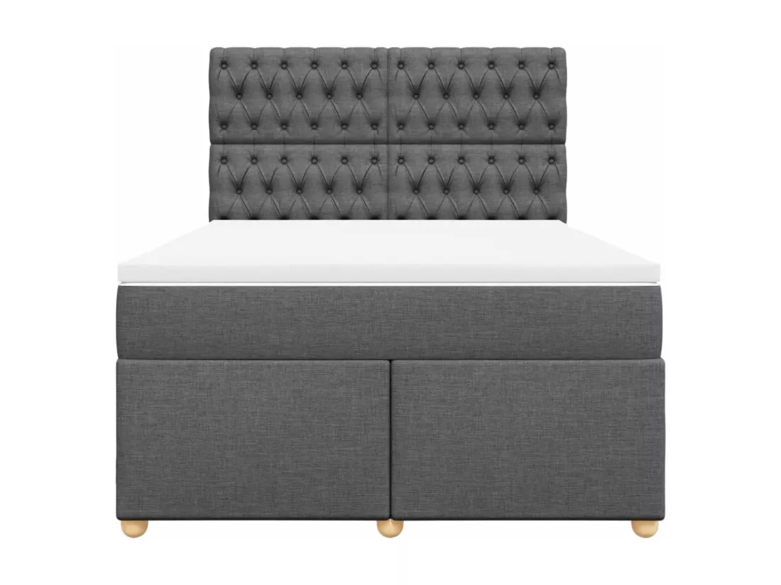 Sommier à lattes de lit avec matelas Gris foncé 140x190cm Tissu