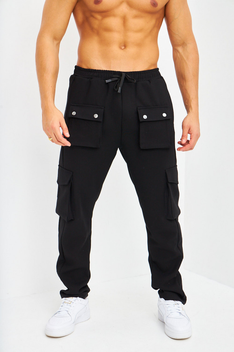 Pantalon de jogging noir poches cargo