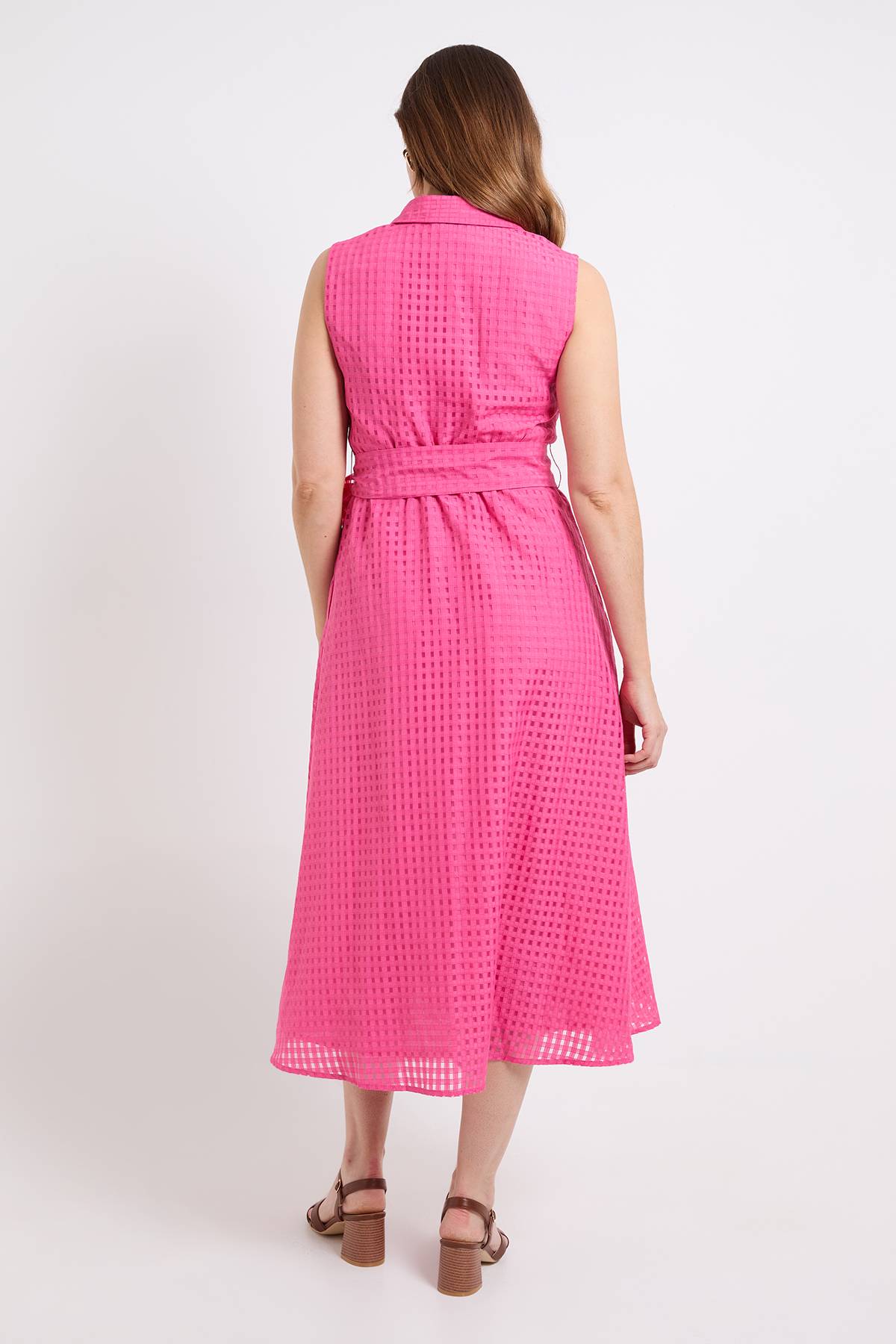 Wallis Robe Chemise Sans Manches En Organza À Carreaux
