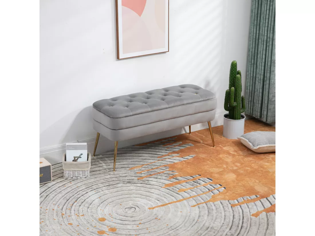 Chaise de sol en velours, d104cm×h51cm, gris