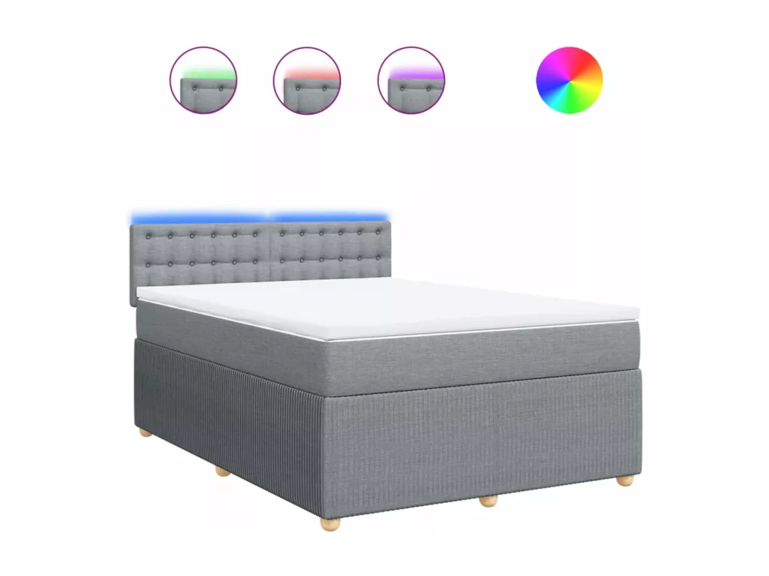 Sommier à lattes de lit avec matelas Gris clair 160x200cm Tissu