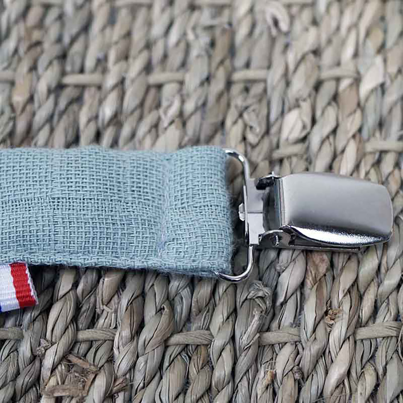 Papate Attache Tétine en Coton Bio Teddy verte - 17x2 cm