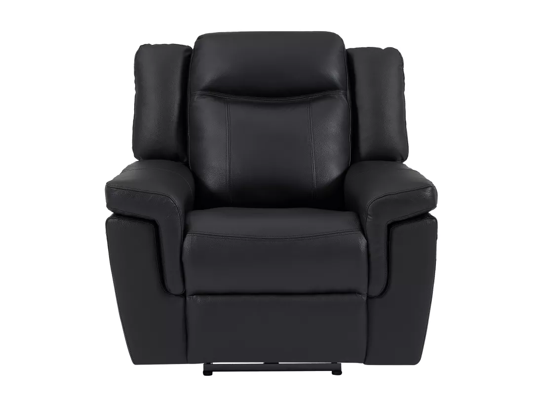 Fauteuil relax électrique en cuir noir KENNETH