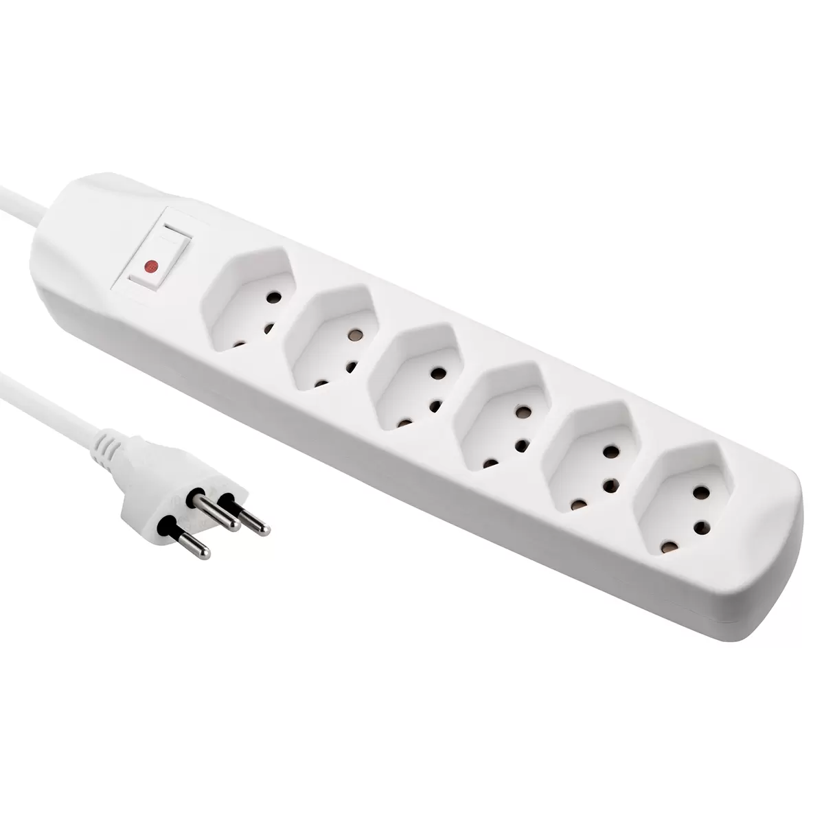 Steckdosenleiste mit Schalter weiss