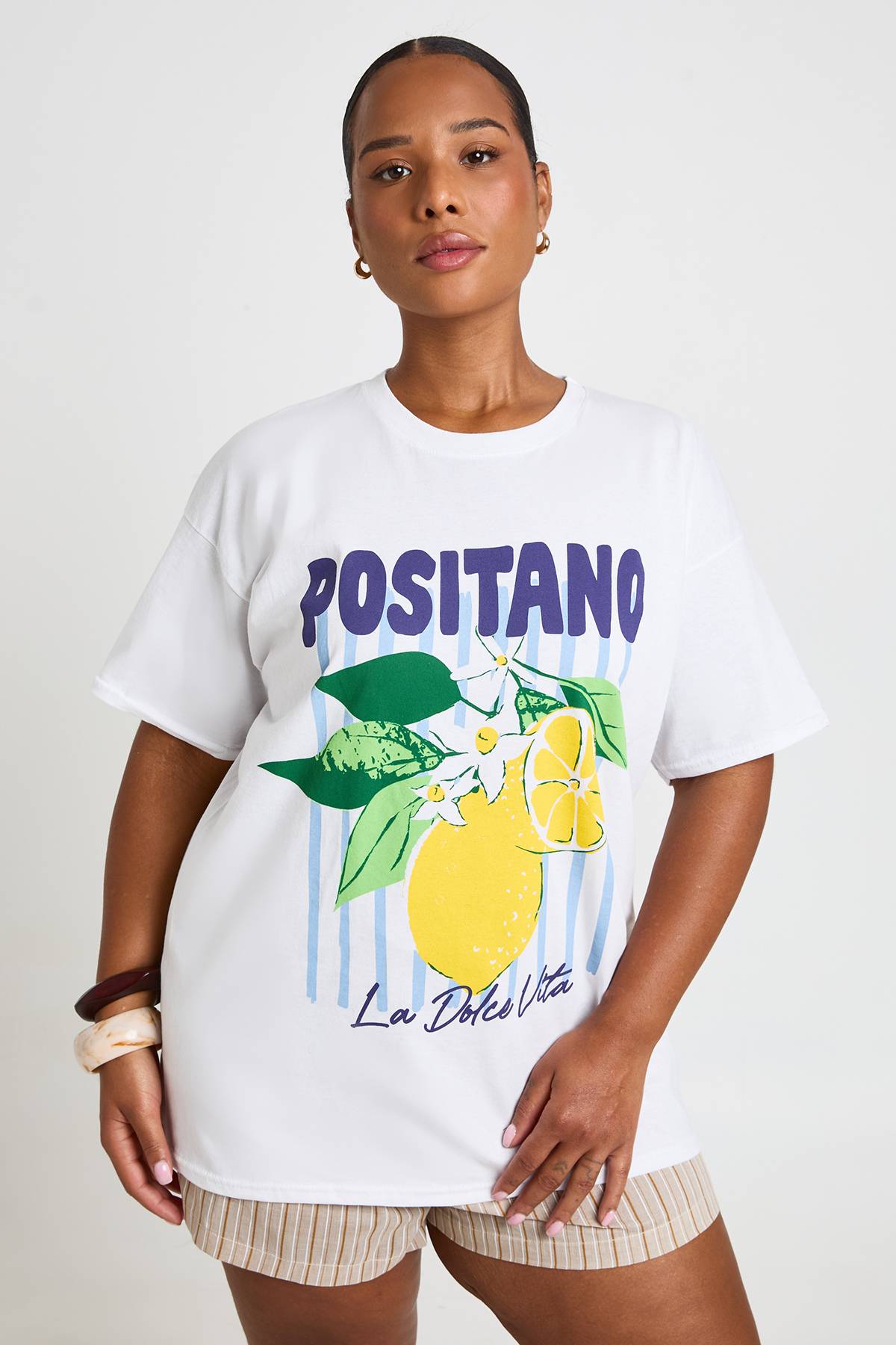 boohoo T-shirt Imprimé Positano Grande Taille