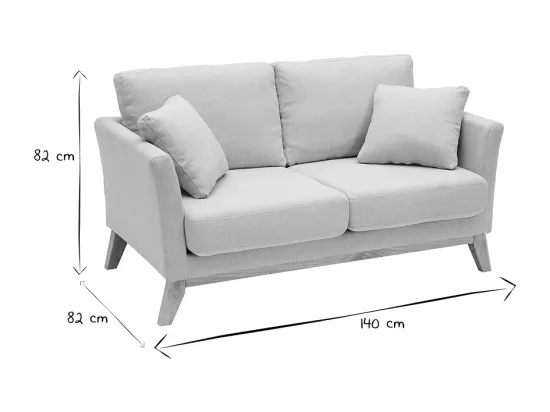 Canapé scandinave déhoussable 2 places en tissu beige et bois clair OSLO
