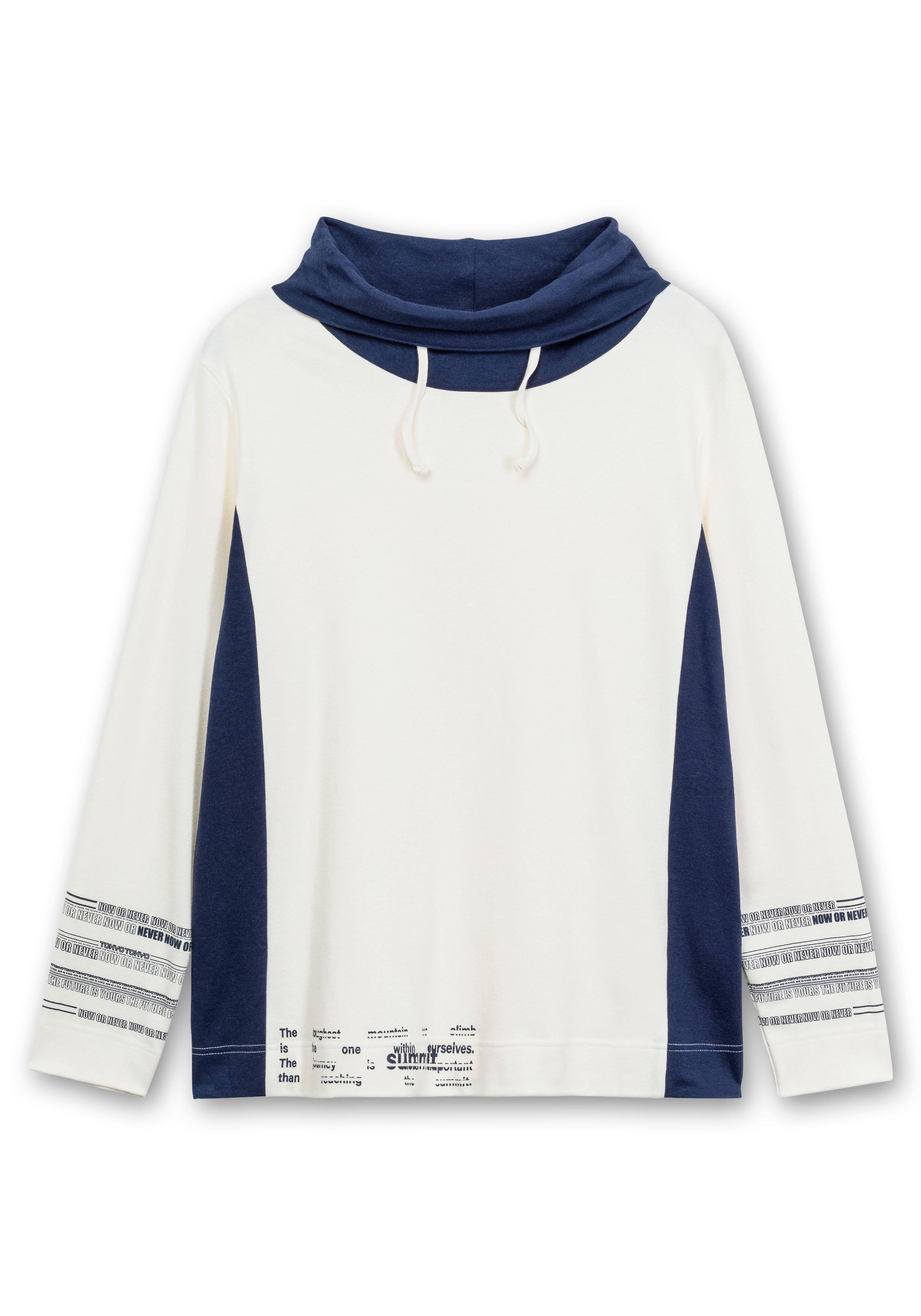 Sweatshirt mit weitem Rollkragen und Kontrastdetails