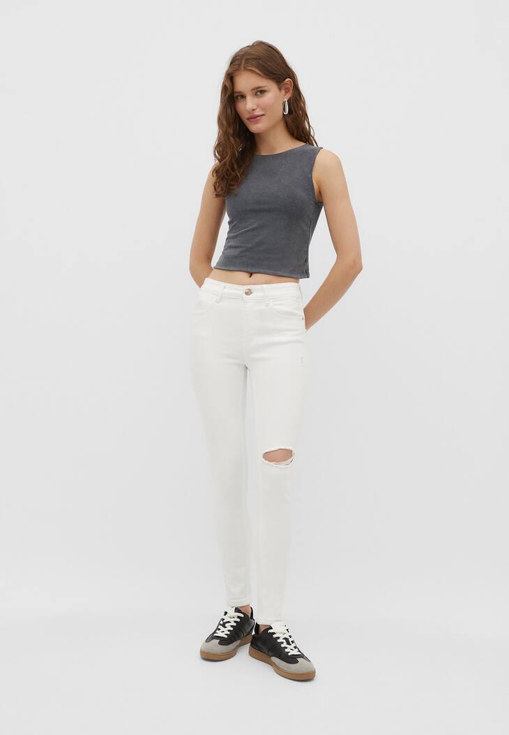 Calça jeans skinny de cintura baixa 1420