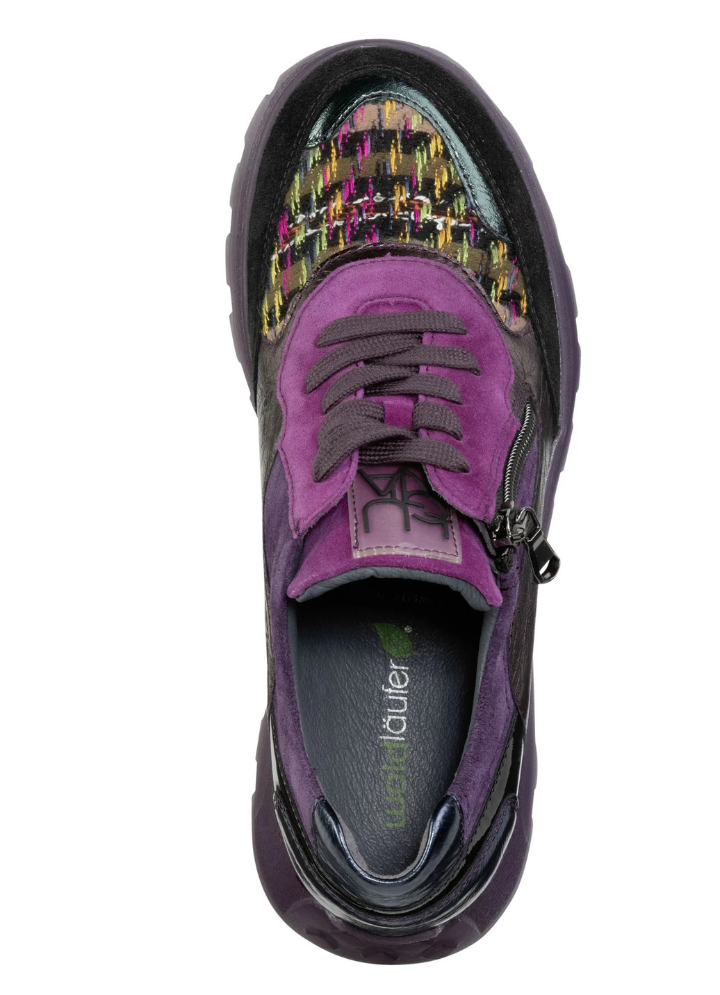 Waldläufer Schnür-Sneaker mit buntem Textilmaterial kombiniert