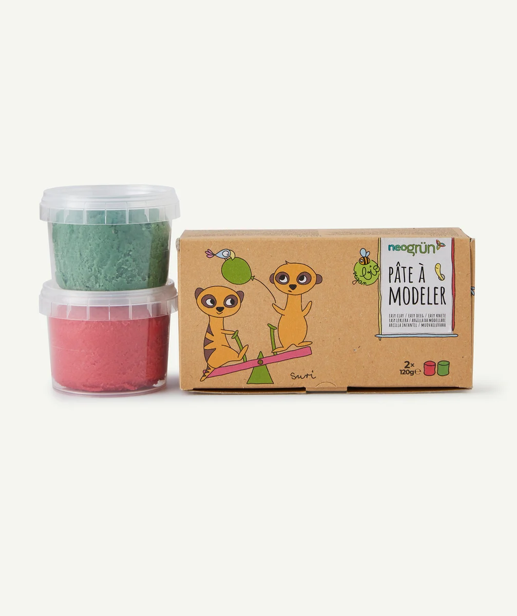 NEOGRUNPÂTE À MODELER VERTE ET ROUGE ENFANT