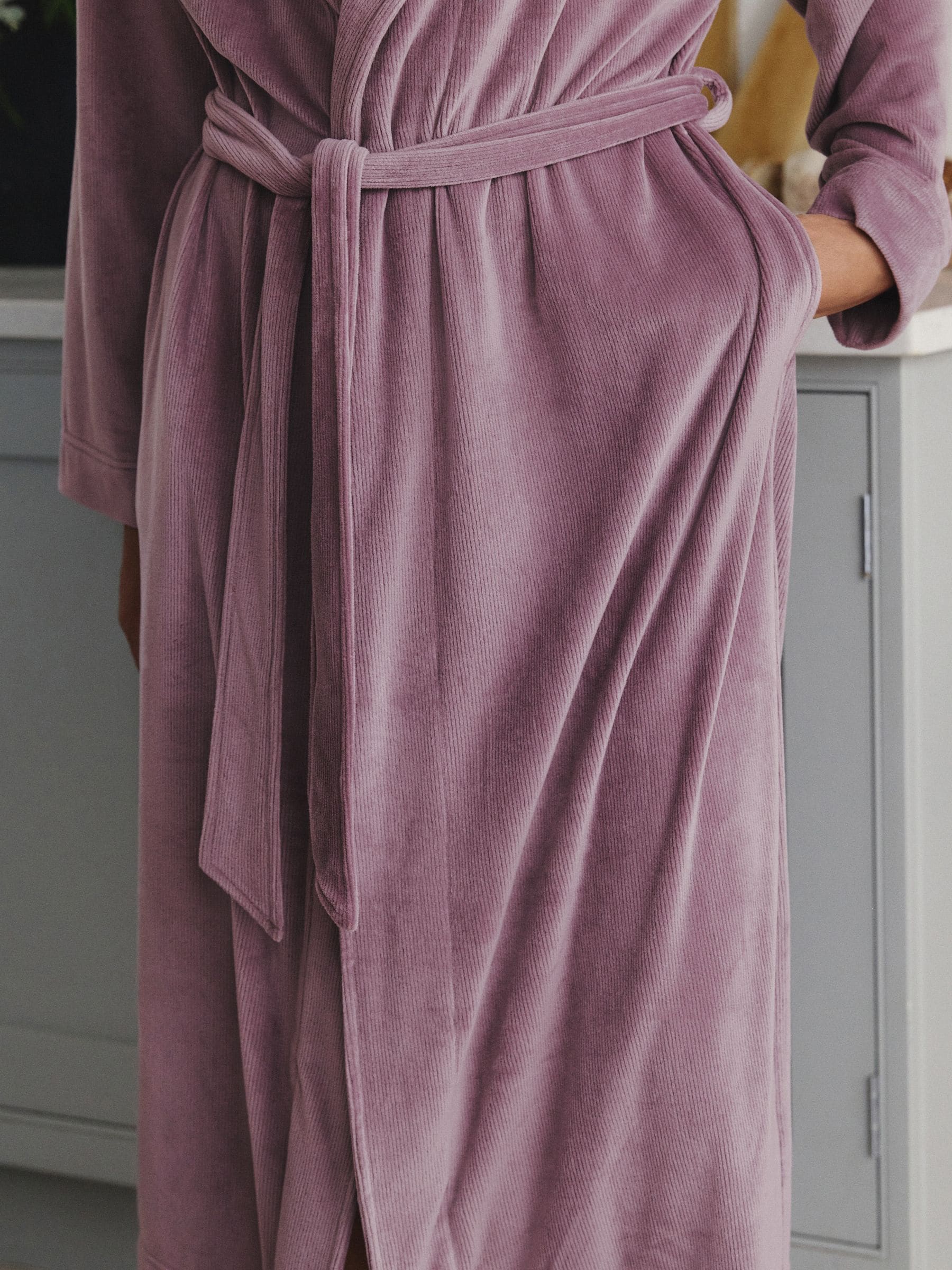Mauve-paars - Studio Cosy Ribbed Dressing Gown