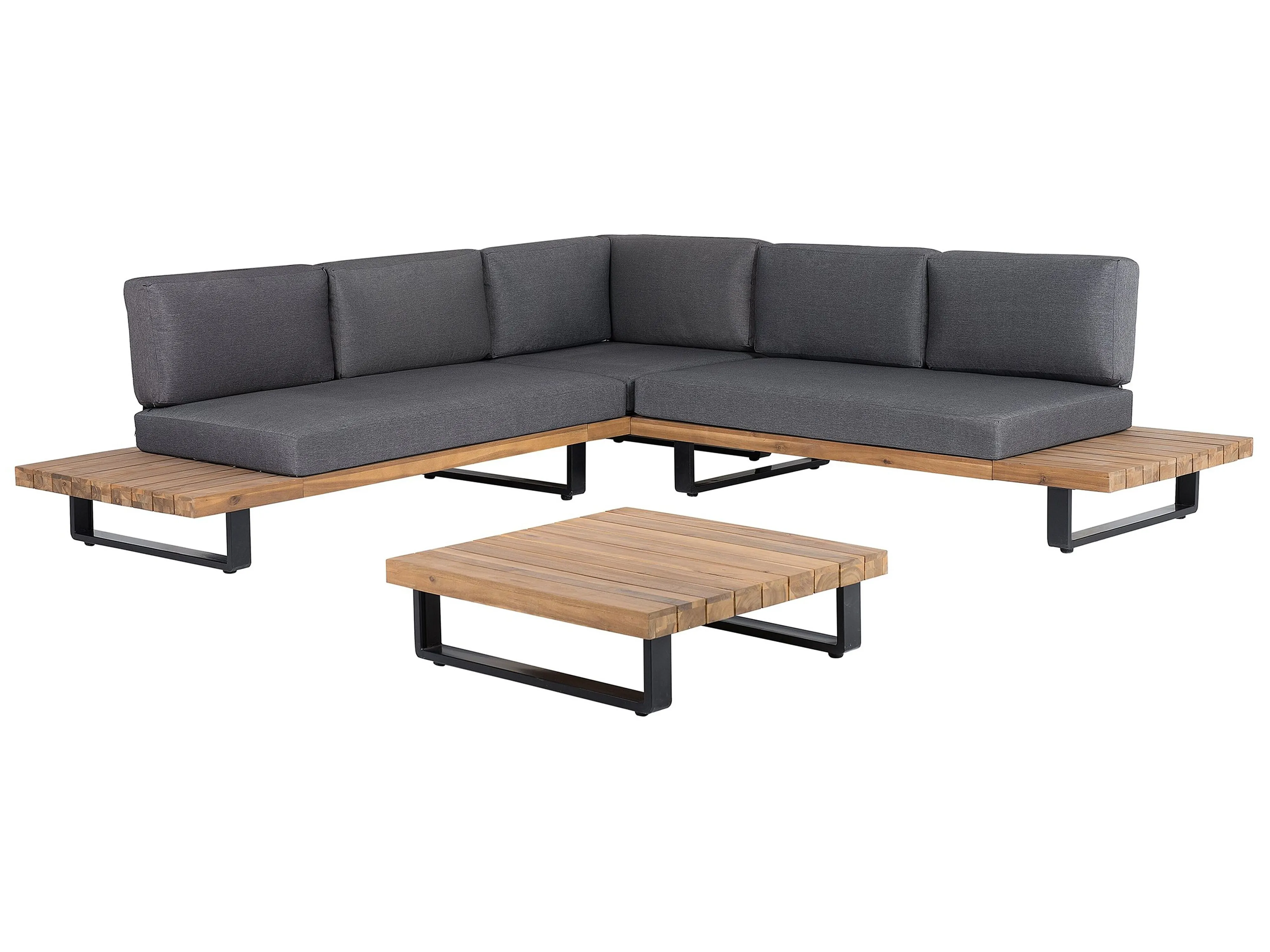 Tuin hoekloungeset met tafel 5-zits MYKONOS rechtszijdig Gecertificeerd acaciahout Donkergrijs