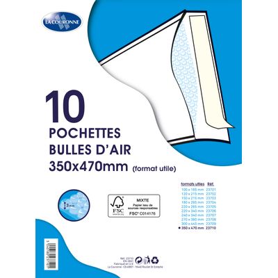 La Couronne - 10 pochettes bulles - 350 x 470 mm - autocollant - blanc