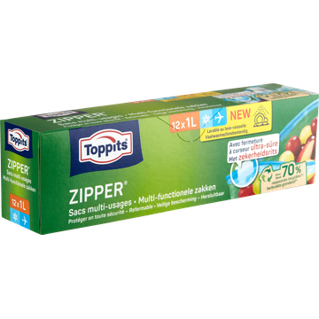 Toppits Zipper Multi-Functionele Zakken 1 L 12 Stuks