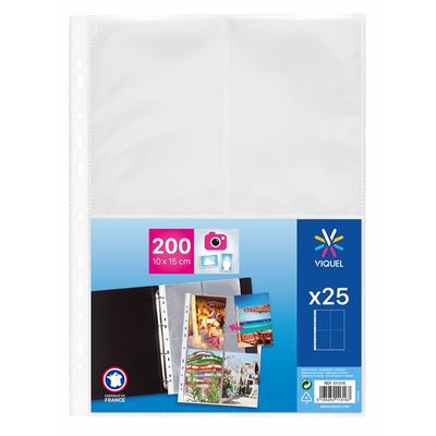 Viquel - 25 Pochettes perforées pour photos - A4