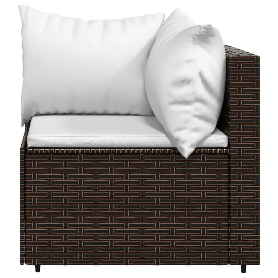 vidaXL - Tuinhoekbanken - Bruin - Poly rattan - Met kussens