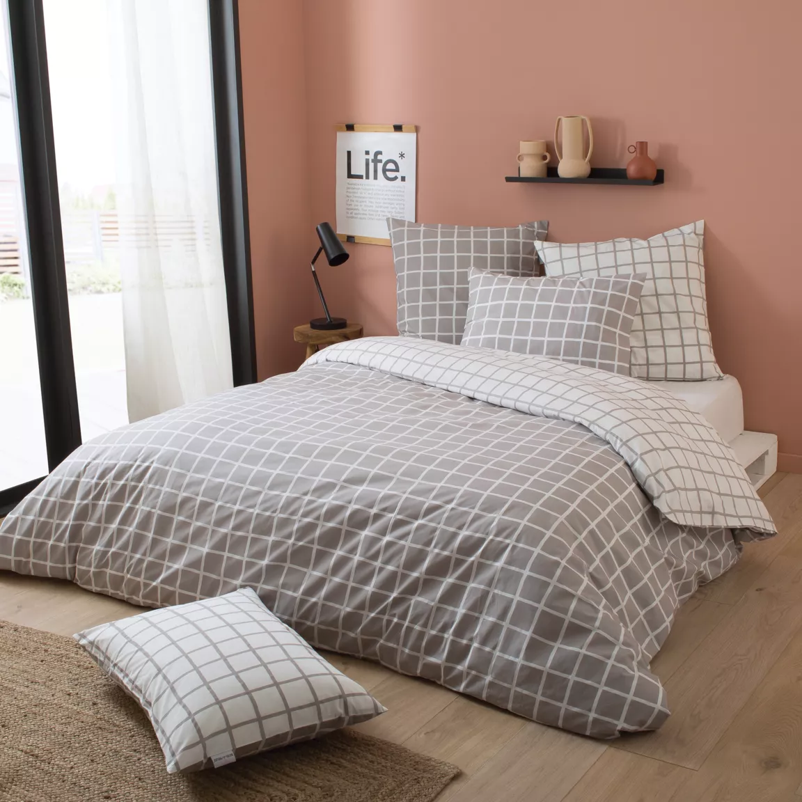 Housse de couette percale de coton (260 x 240 cm) Max Grise