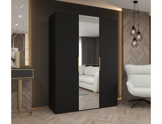 ABIKS MEUBLES - Armoire marbella 2 202/150/52 3 portes (noir/doré)