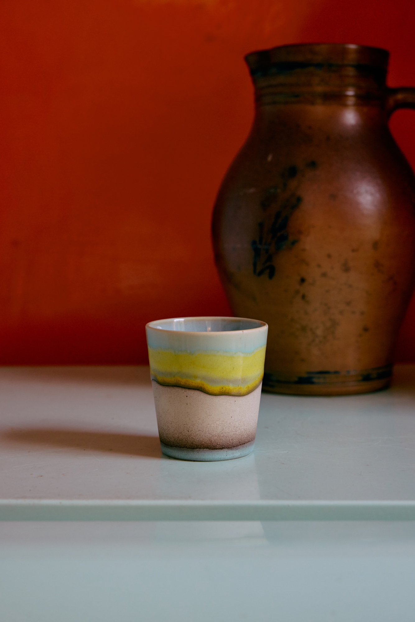Servies 70's Ceramics koffie mok Pop art - set van 4