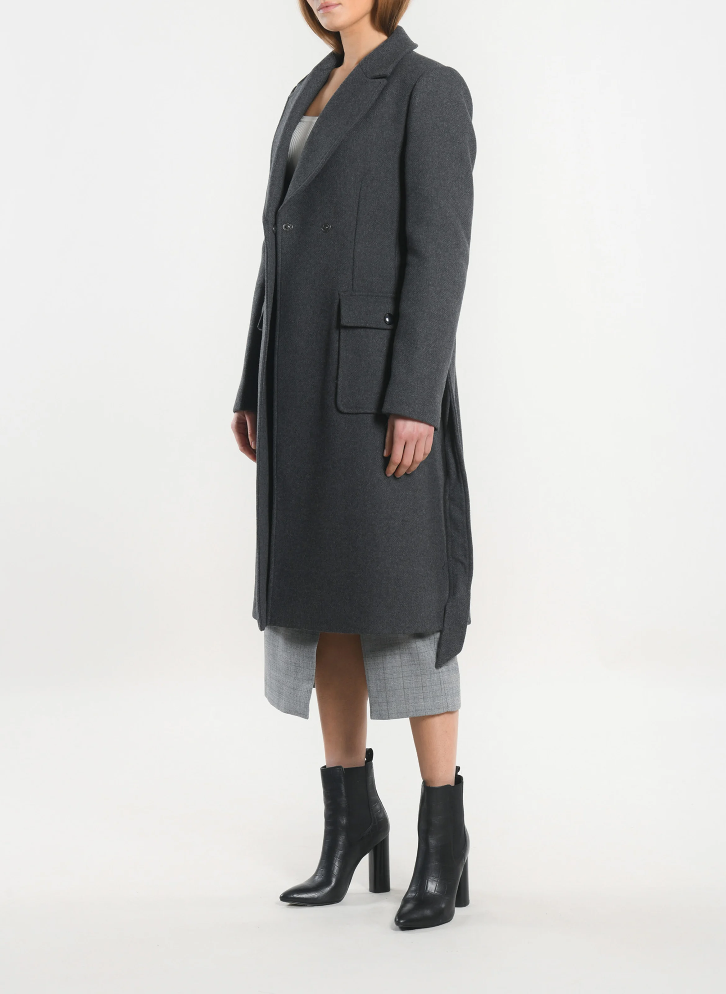 NAEL - Manteau droit en laine mélangée | Gris