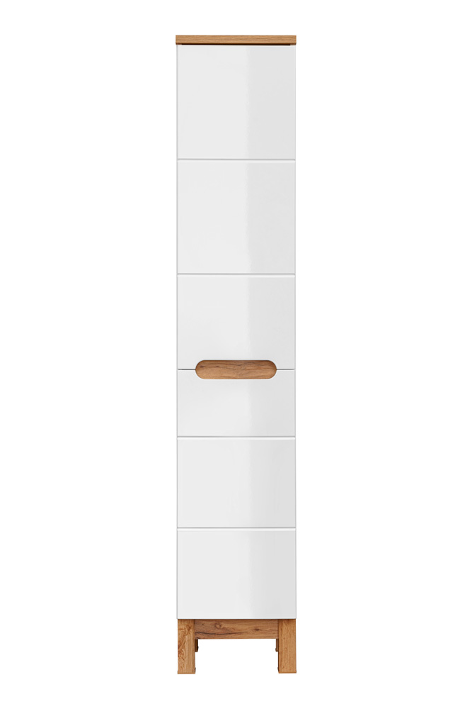 Comad Bali White 804 FSC hoge kast met wasmand 187x35cm eiken/wit