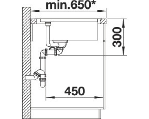 Blanco DELTA II spoelbak 1057 x 575 mm tartufo 523666 1 bak met secundaire bak en afdruiprek, bak links