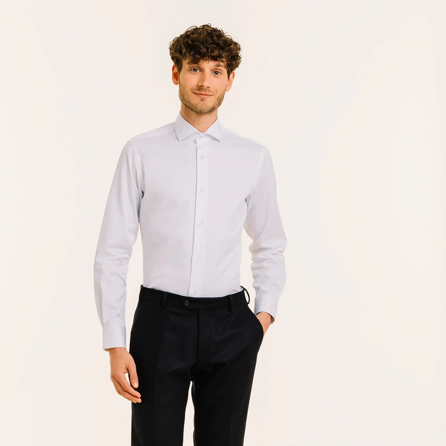 White double-twisted dobby shirt