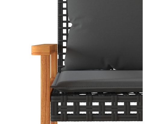 VIDAXL - Banc de jardin avec coussin noir résine tressée et acacia
