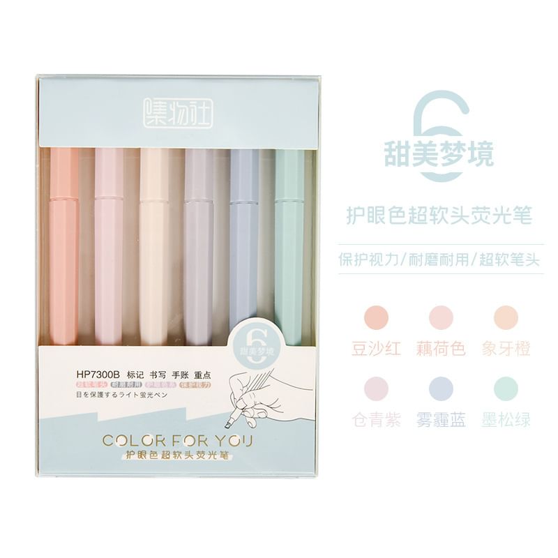 SASHI - Set van 6: markeerstiften (verschillende ontwerpen)