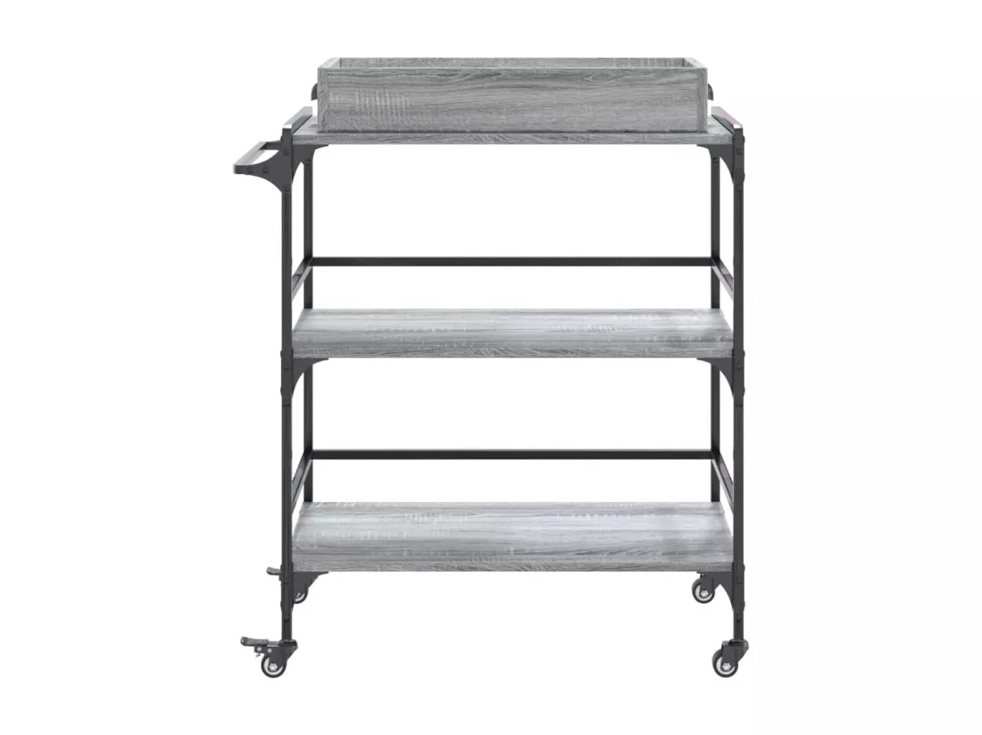 Chariot de cuisine sonoma gris 81,5x41x92,5cm bois d'ingénierie