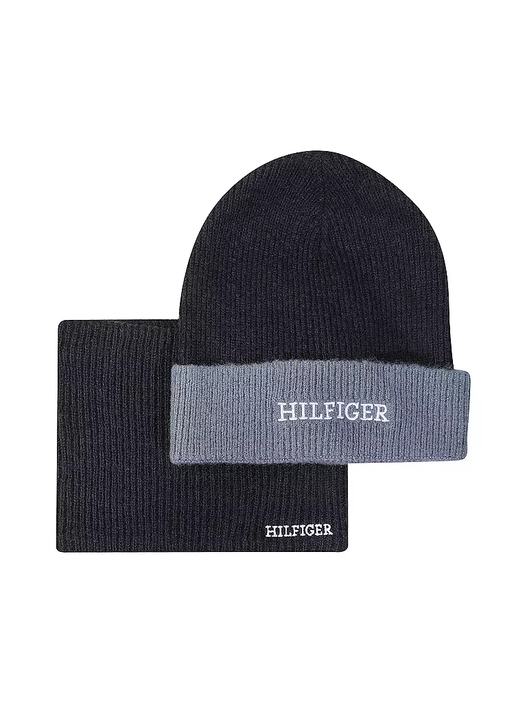 TOMMY HILFIGER Kinder Geschenkset Mütze und Snood dunkelblau