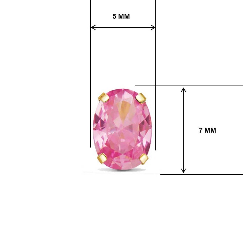 Boucles d'Oreilles Or 18 Carats 750/000 - Zirconiums Roses-1289