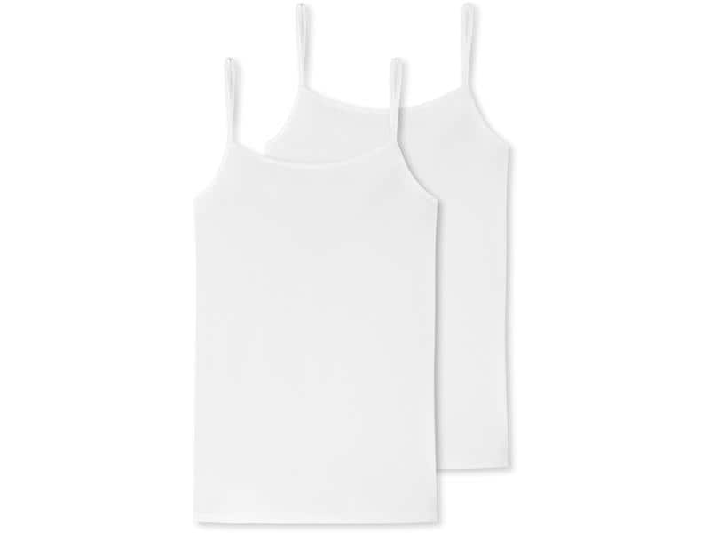 SCHIESSER Spaghetti-Top Damen 2-er Pack, Weiss, S Weisse Spaghetti-Tops für Damen