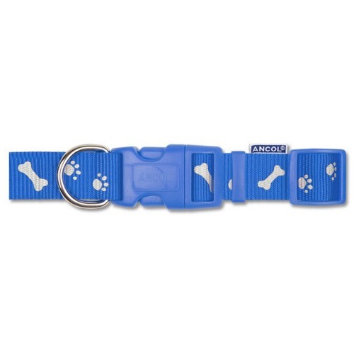 Coleira ajustável para cães Ancol Indulgence Paw N Bone, azul