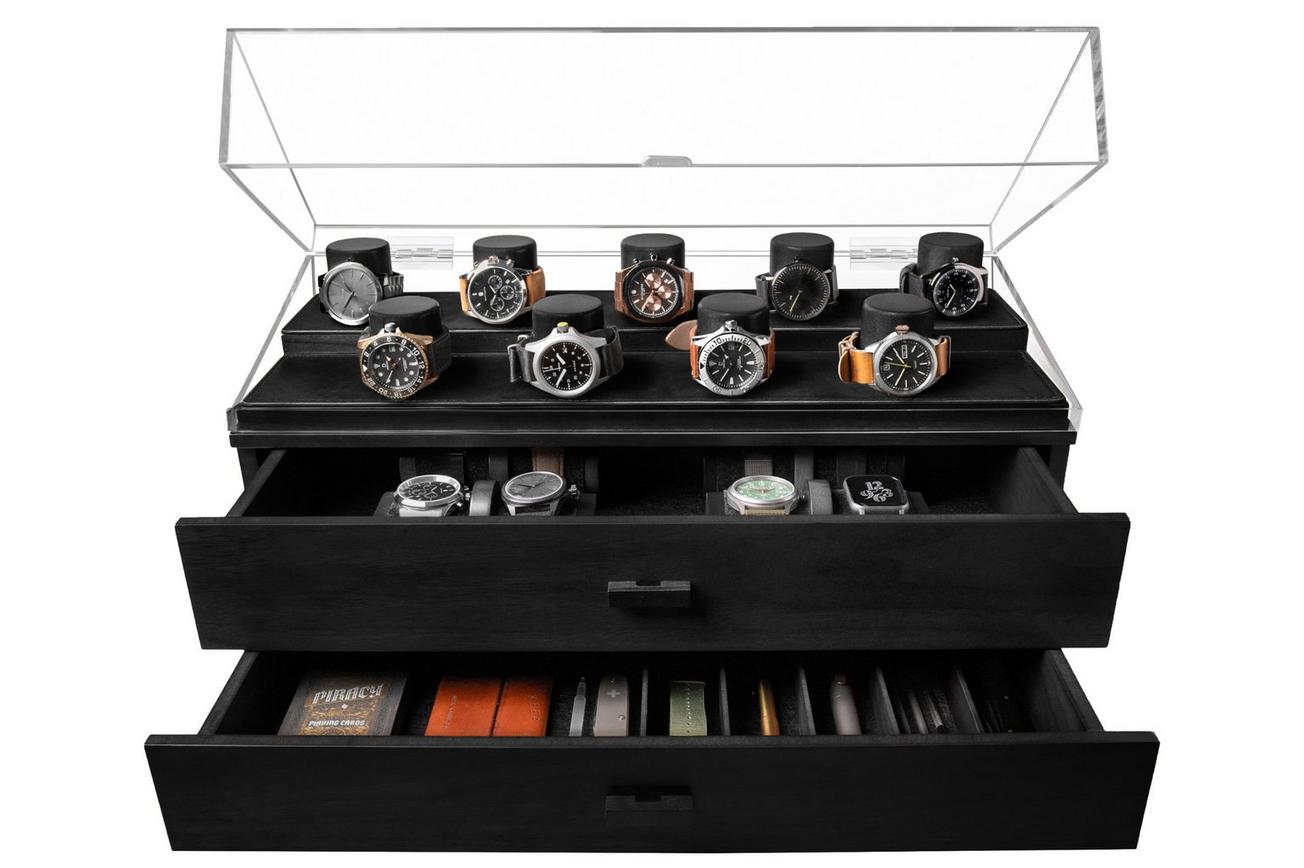 Holme & Hadfield Legacy Watch Display Case LGP-BK-985-1 Black, horloge display voor 17 stuks
