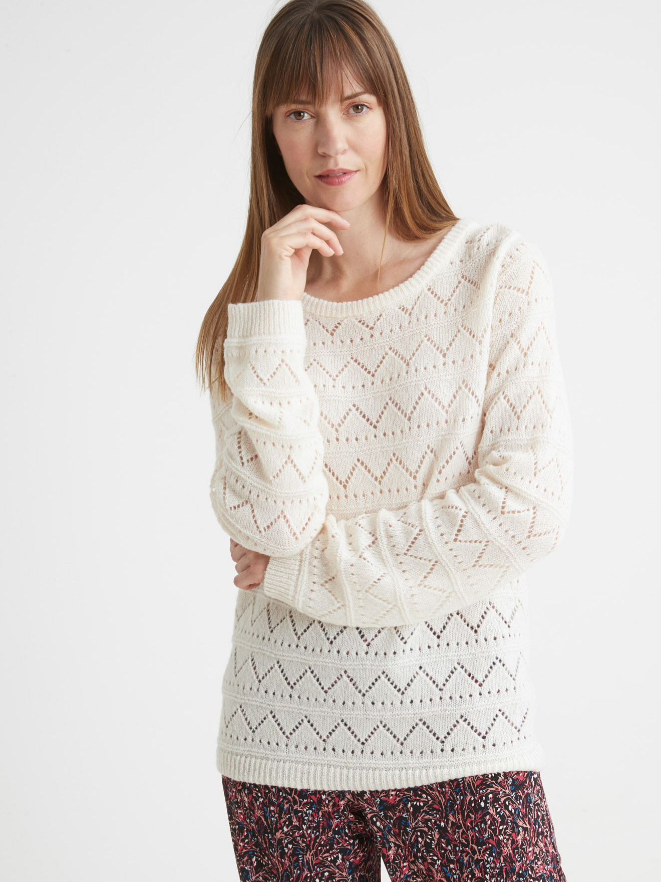 Pull fantaisie avec laine et alpaga