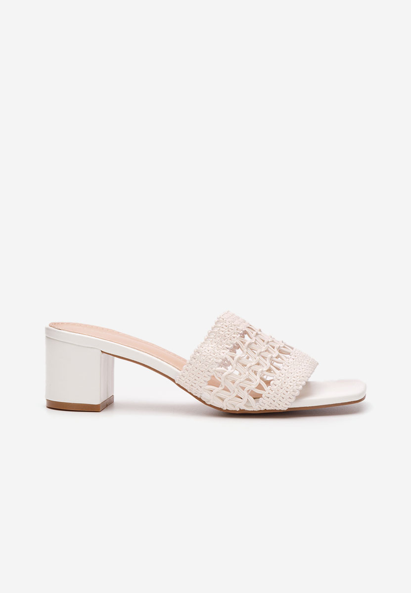 Mules à talon épais blancs Meteia