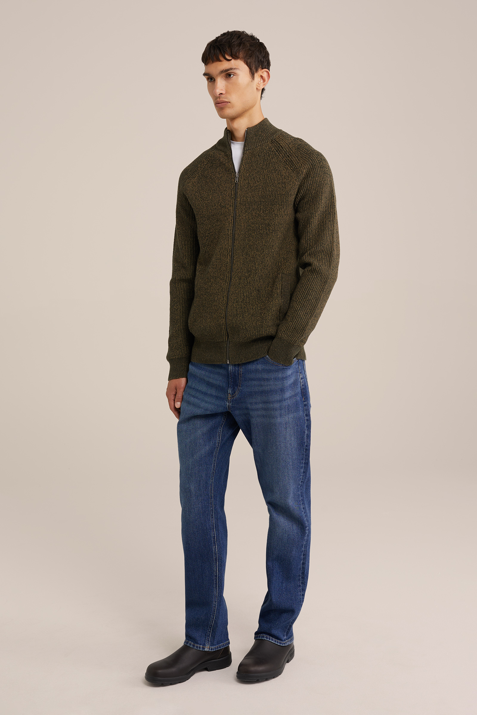 grofgebreid vest WE Fashion Donkergroen