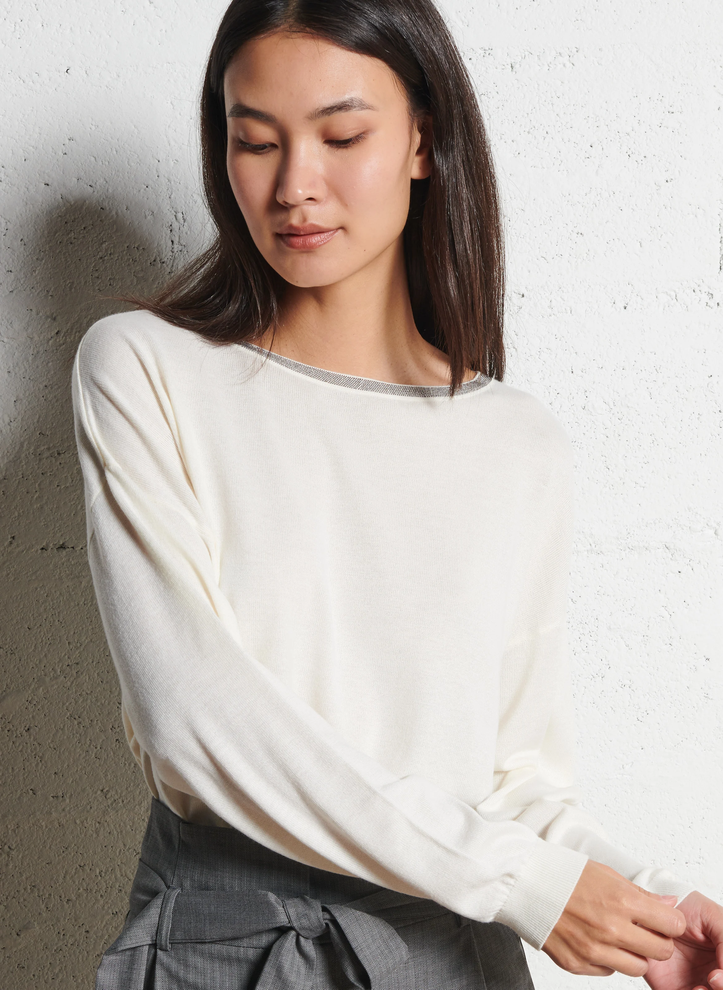 Pull col rond bijou | Blanc