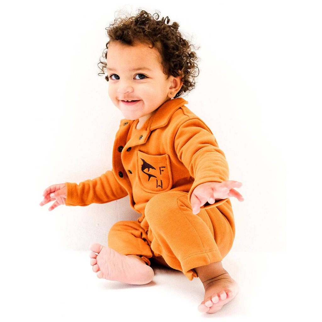 Wildfish jumpsuit van katoen oranjebruin