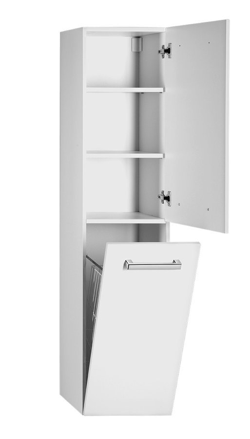 Aqualine Vega kolomkast met wasmand 150x40x31cm wit