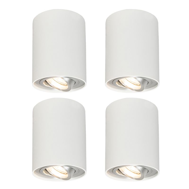 Set van 4 spots wit draai- en kantelbaar - Rondoo up